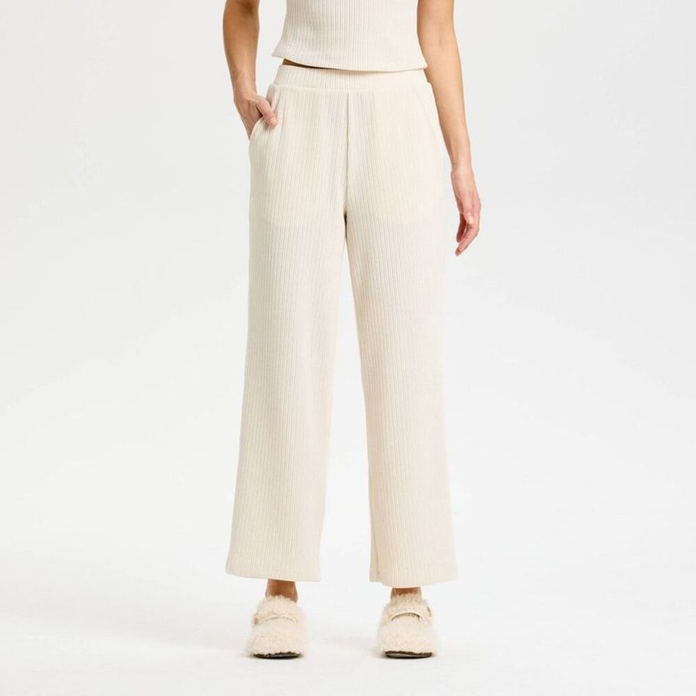 Women's Embroidered High-Rise Straight Leg Pull-On Pants - Beige XL